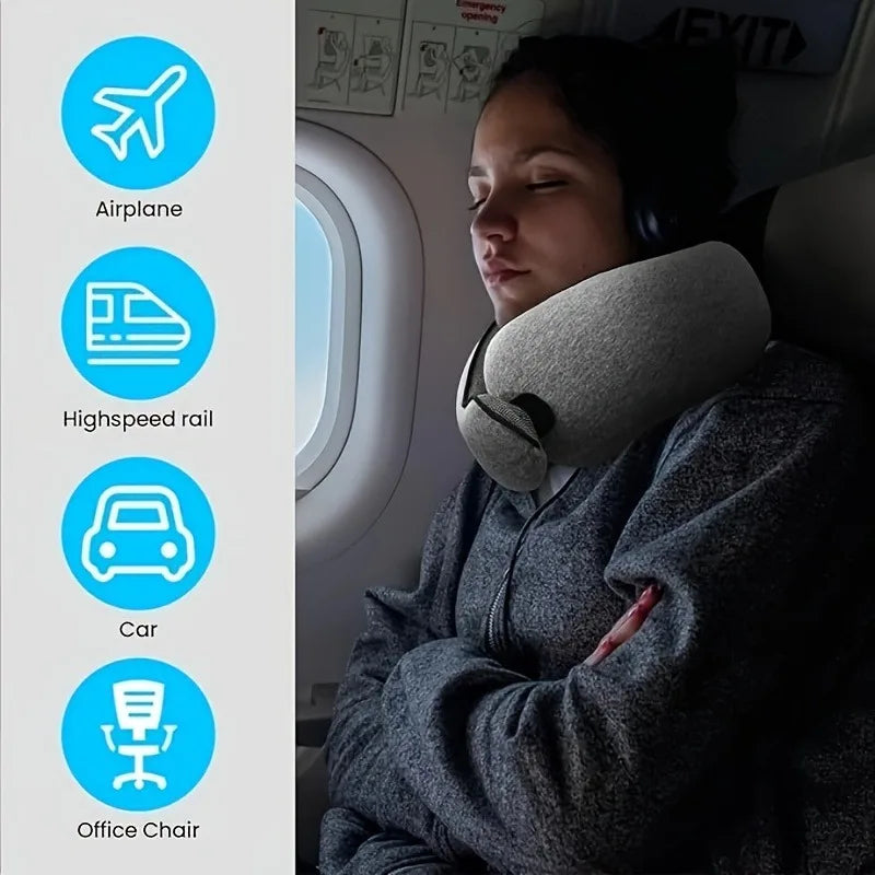 Memory Foam Travel Pillow – Foldable U-Shaped Neck Support Pillow for Airplane, Car & More
