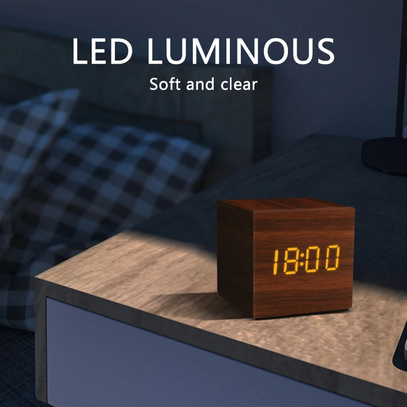 Wooden Digital Alarm Clock