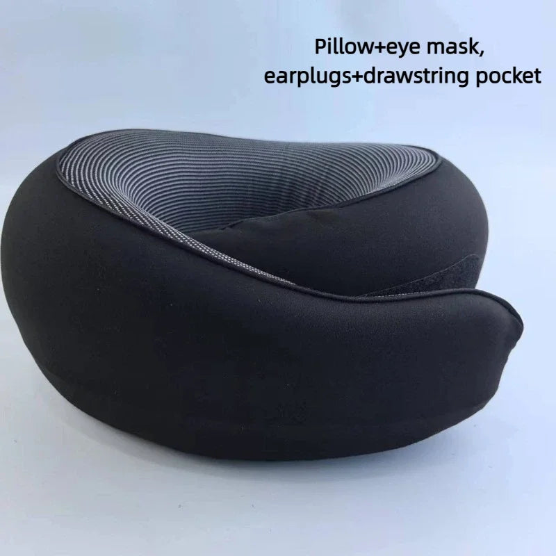 Memory Foam Travel Pillow – Foldable U-Shaped Neck Support Pillow for Airplane, Car & More