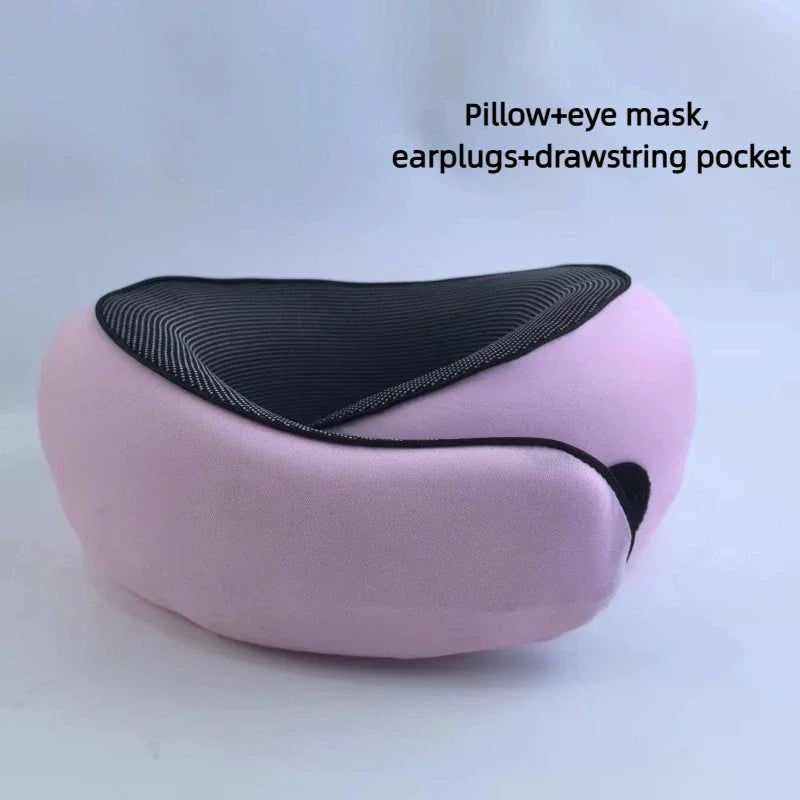 Memory Foam Travel Pillow – Foldable U-Shaped Neck Support Pillow for Airplane, Car & More