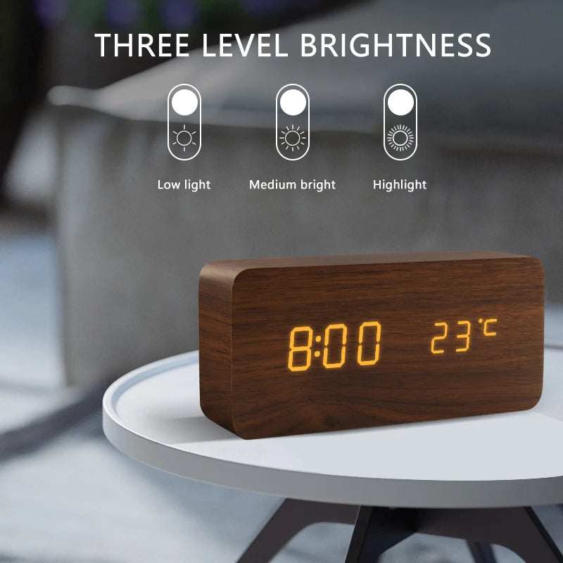 Wooden Digital Alarm Clock