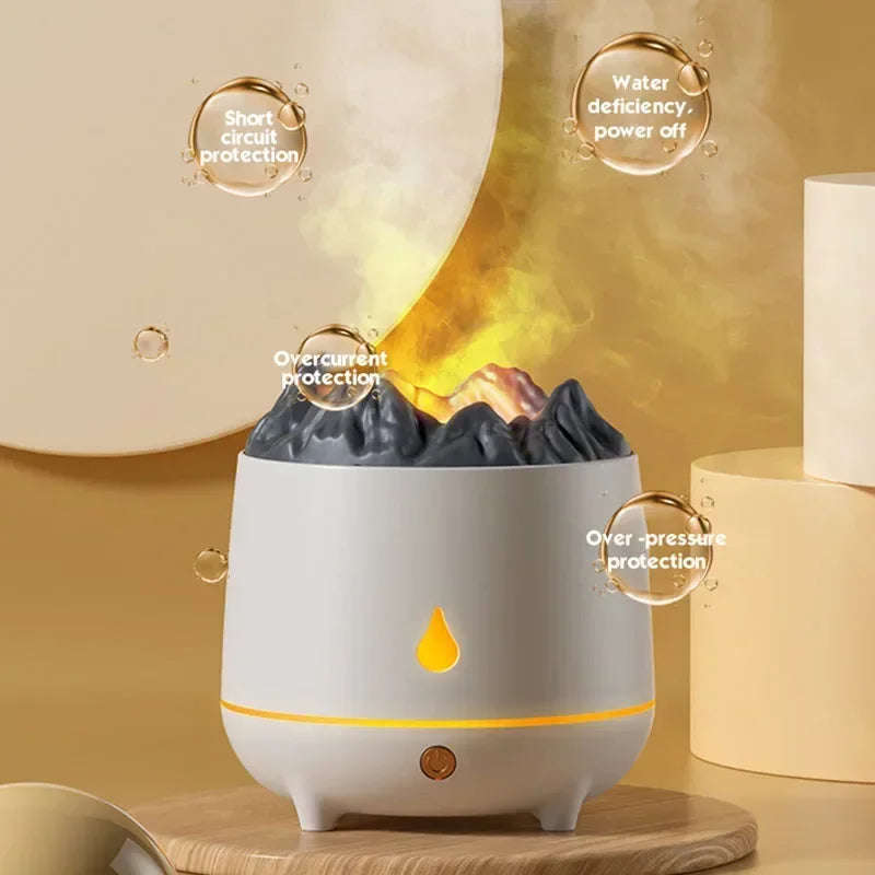 Volcano Flame Humidifier – Relaxing Aroma Diffuser with LED Atmosphere Light